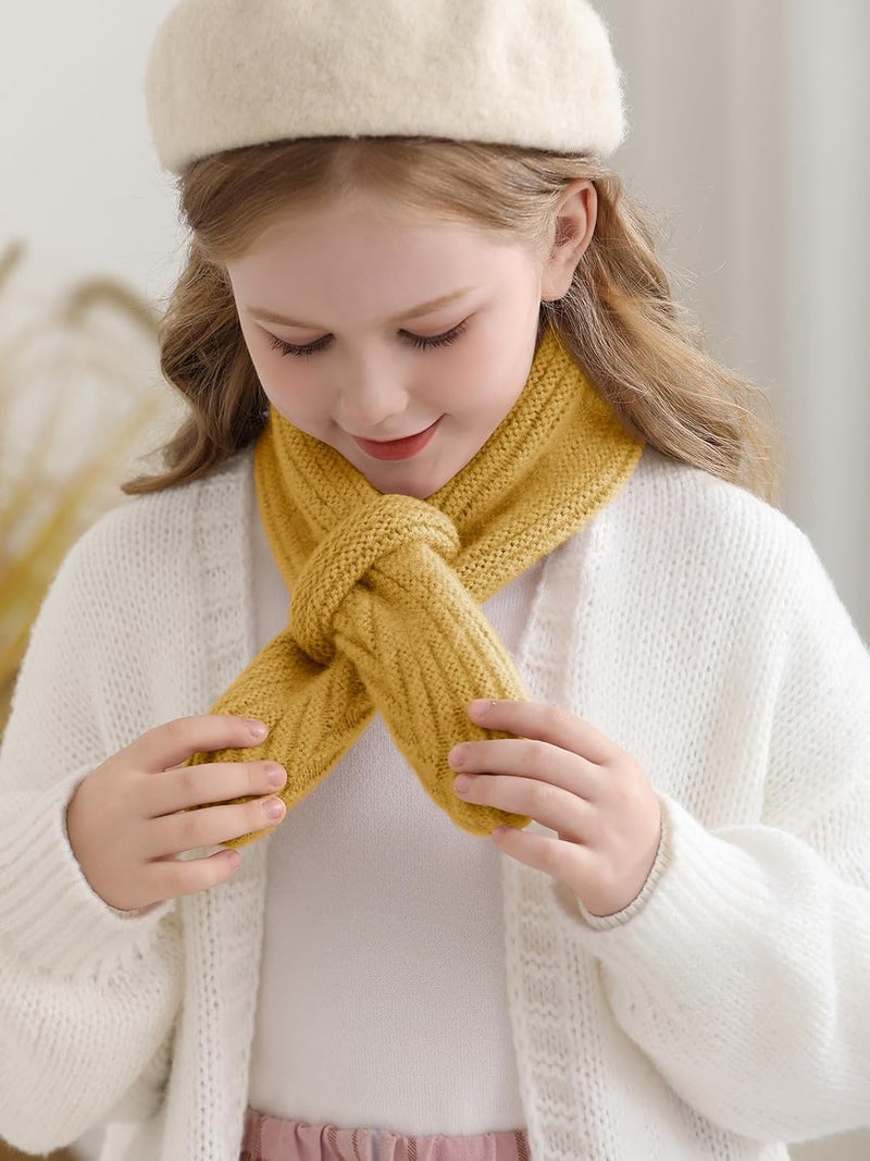 Haloumoning Kids Girls Knit Scarf Toddler Warm Winter Cross Tie Wrap Neck Warmer Cute Scarves 1-14 Years - Image 5